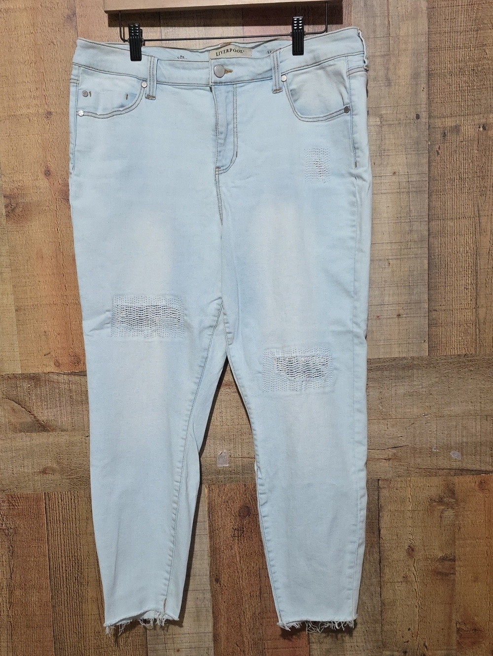 Liverpool Light Wash Distressed Ankle Jeans